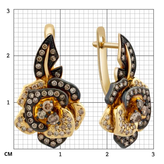 Серьги из жёлтого золота с бриллиантами (036125)