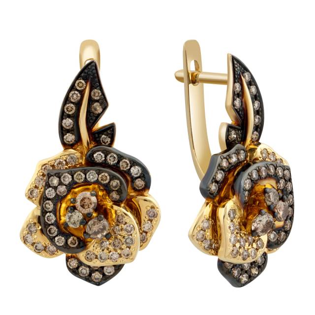 Серьги из жёлтого золота с бриллиантами (036125)