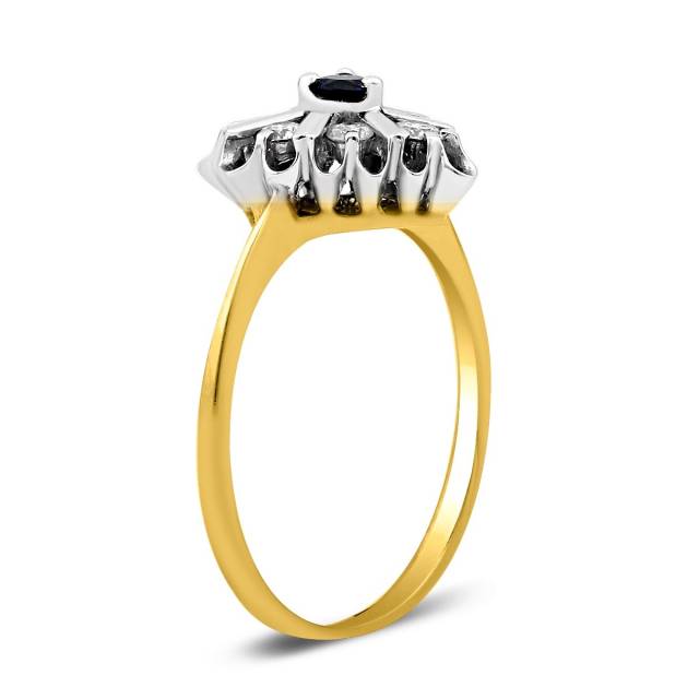 Кольцо из комбинированного золота с бриллиантами и сапфиром (025565)