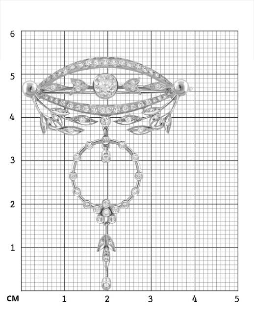 Брошь из платины с бриллиантами (043458)