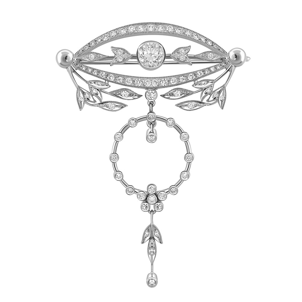 Брошь из платины с бриллиантами (043458)