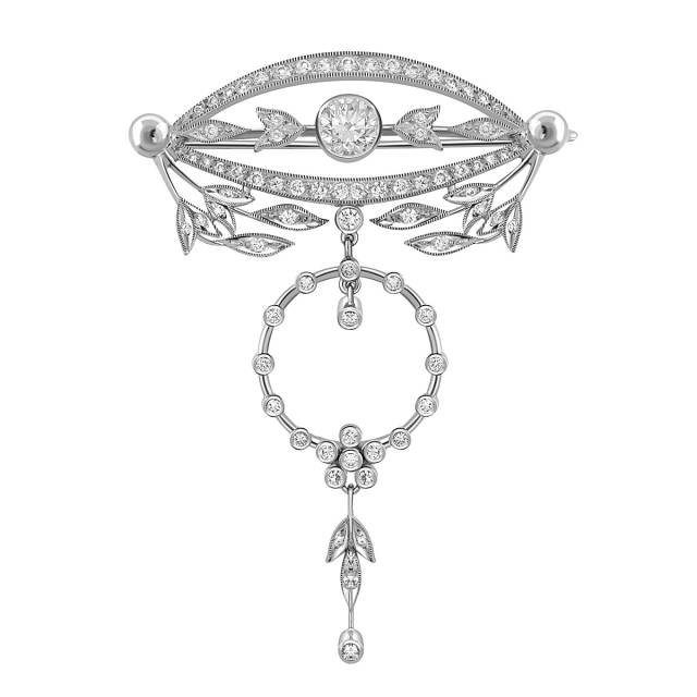 Брошь из платины с бриллиантами (043458)
