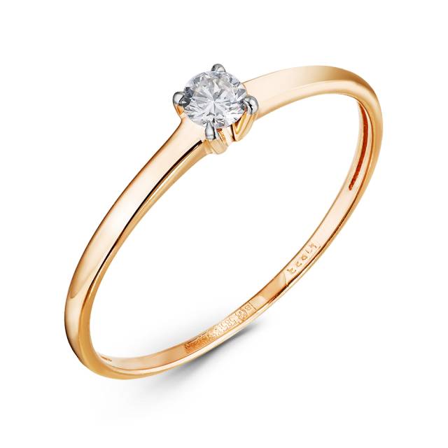 Помолвочное кольцо из красного золота с бриллиантами (060101)