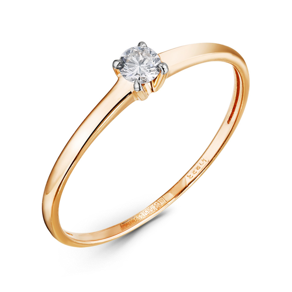 Помолвочное кольцо из красного золота с бриллиантами (060101)