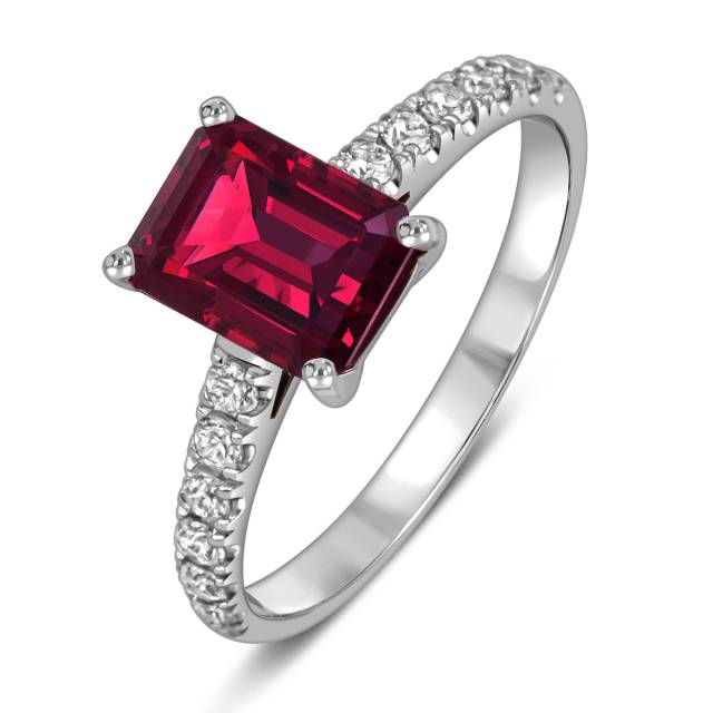 Кольцо из белого золота с рубином (058501)
