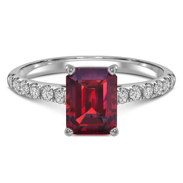 Кольцо из белого золота с рубином (058501)