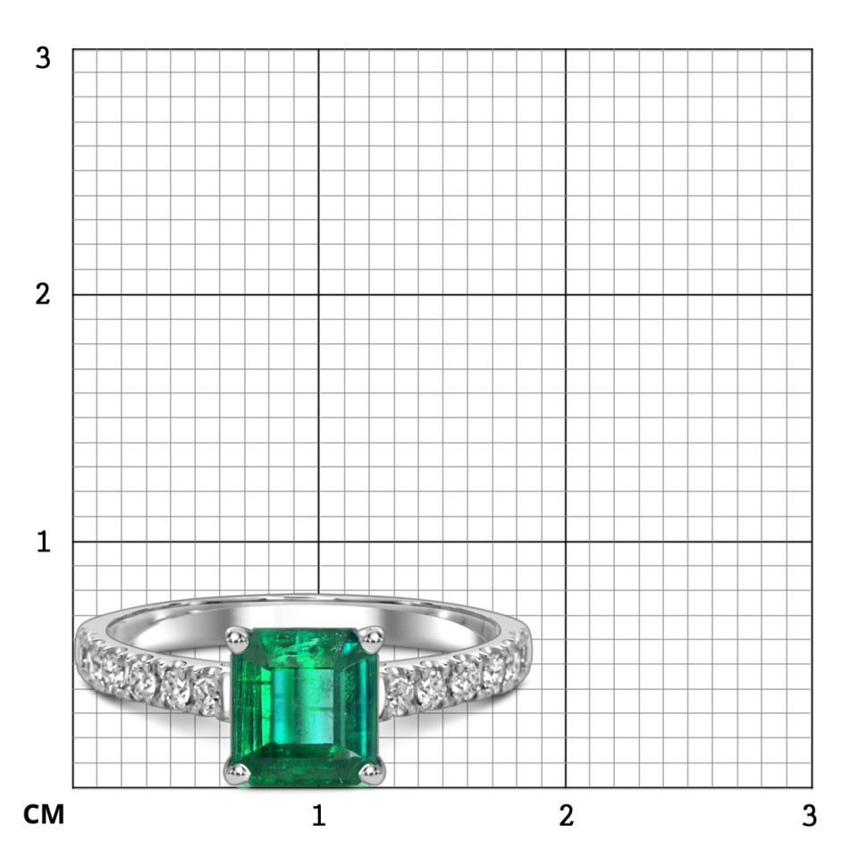 Кольцо из белого золота с бриллиантами и изумрудом (059400)