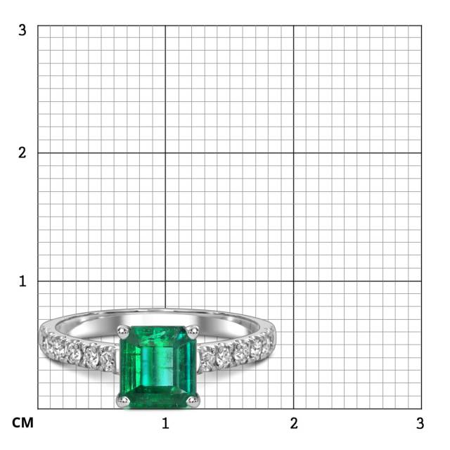 Кольцо из белого золота с бриллиантами и изумрудом (059400)