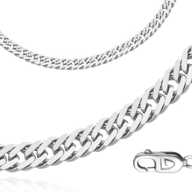 Цепь автомат из белого золота, плетение двойное панцирное (052114)