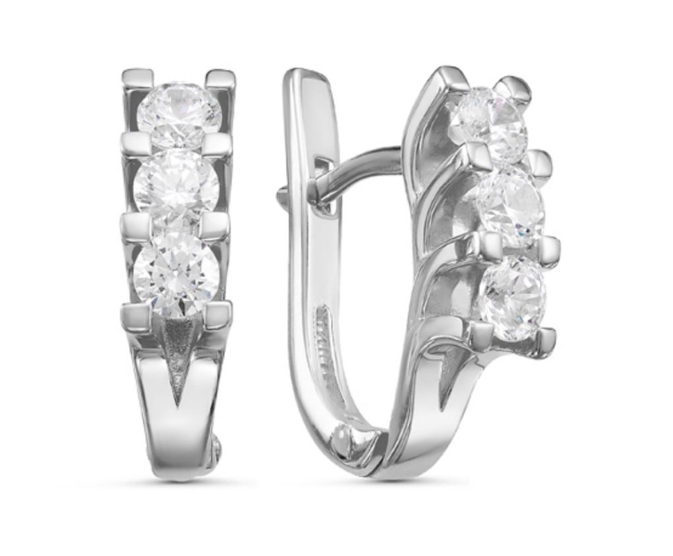 Серьги из белого золота с бриллиантами (052975)