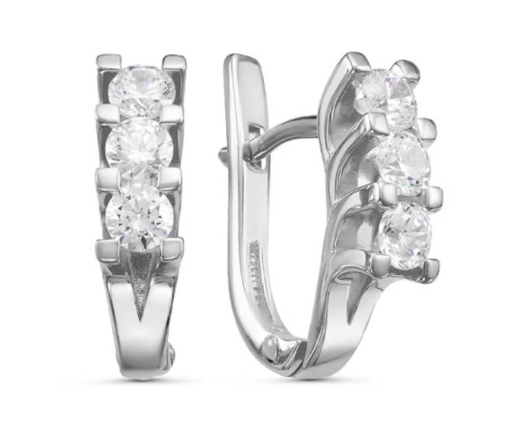 Серьги из белого золота с бриллиантами (052975)