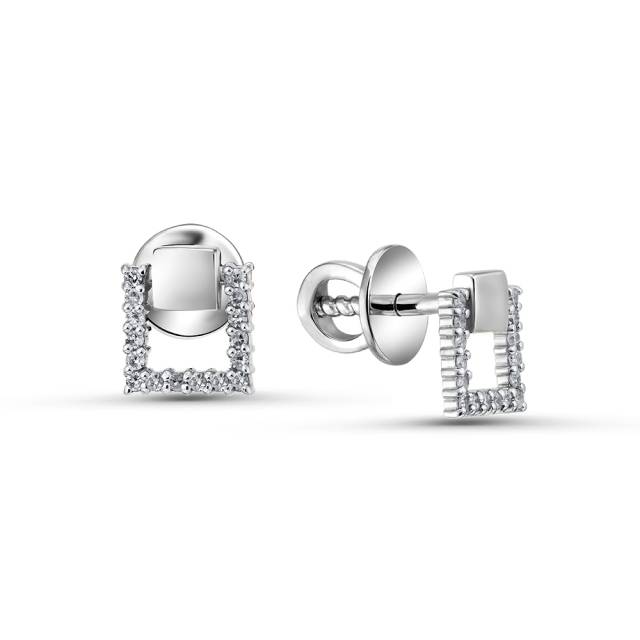 Серьги пусеты из белого золота с бриллиантами (061741)