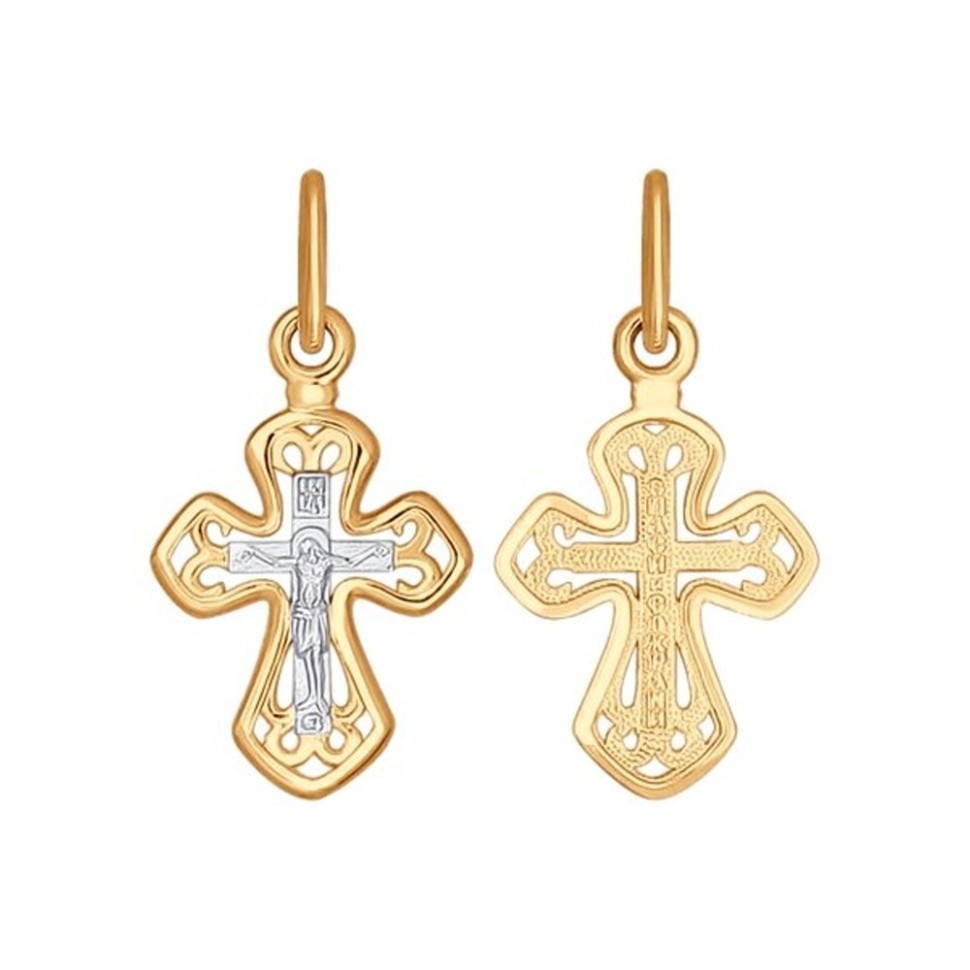 Кулон крест из комбинированного золота (045505)