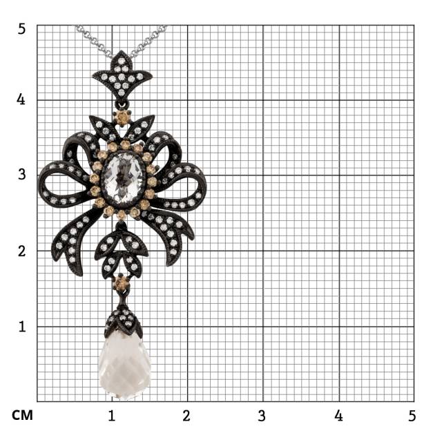 Колье из чернёного золота с бриллиантами и кварцем (025350)