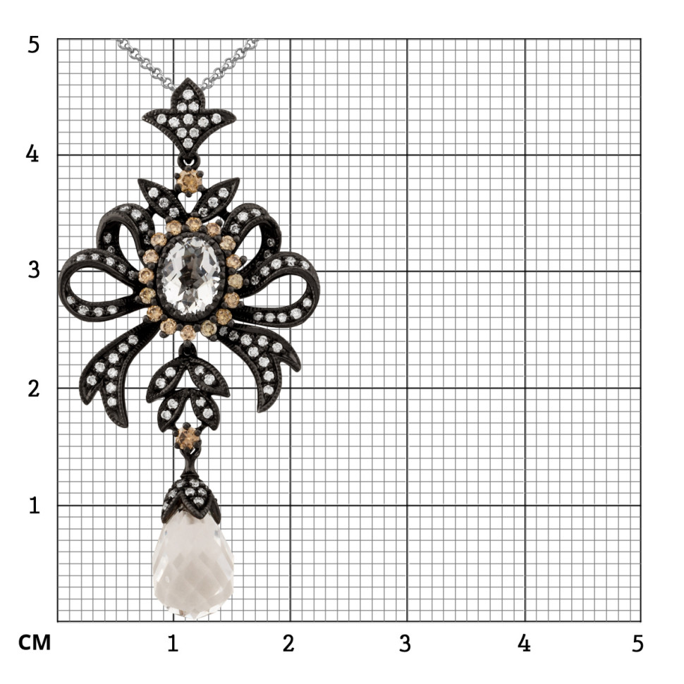 Колье из чернёного золота с бриллиантами и кварцем (025350)