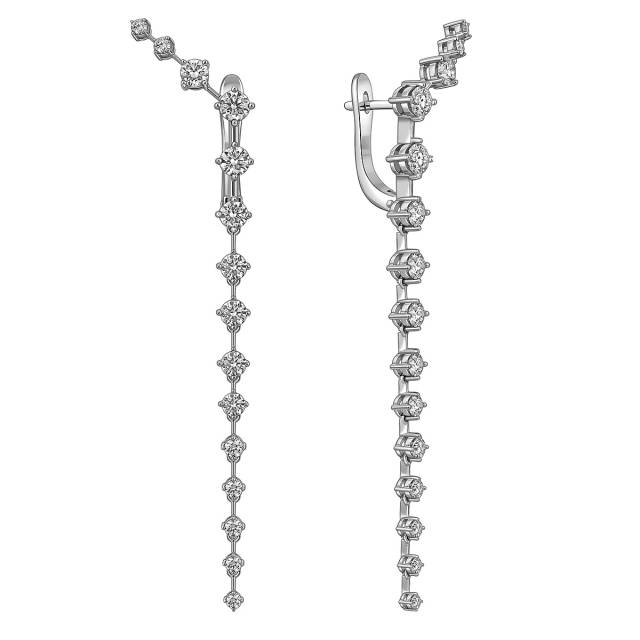 Серьги из белого золота с бриллиантами (063744)
