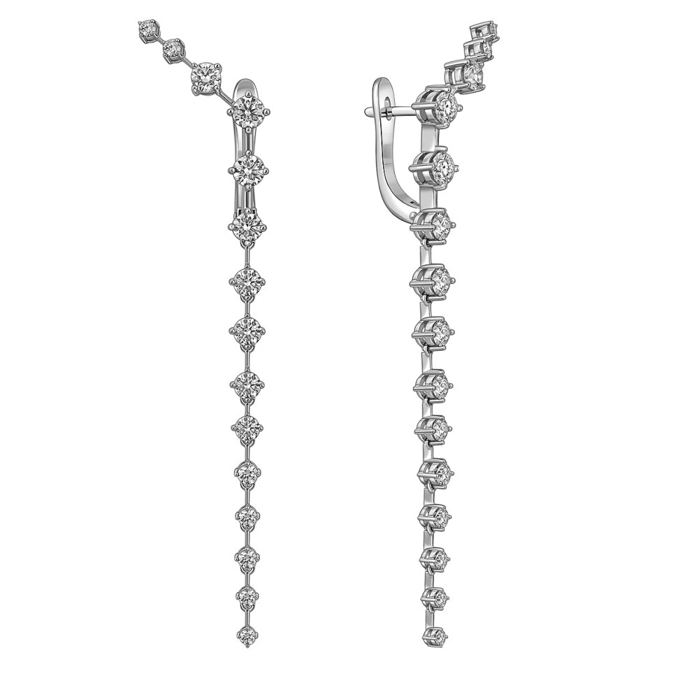 Серьги из белого золота с бриллиантами (063744)