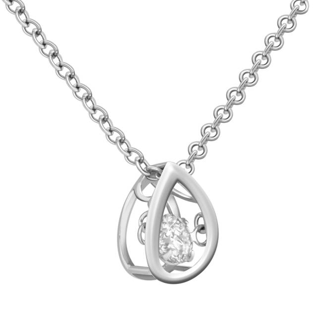 Кулон из белого золота с "плавающим" бриллиантом (041288)