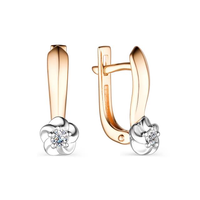 Серьги из комбинированного золота с бриллиантами (044366)