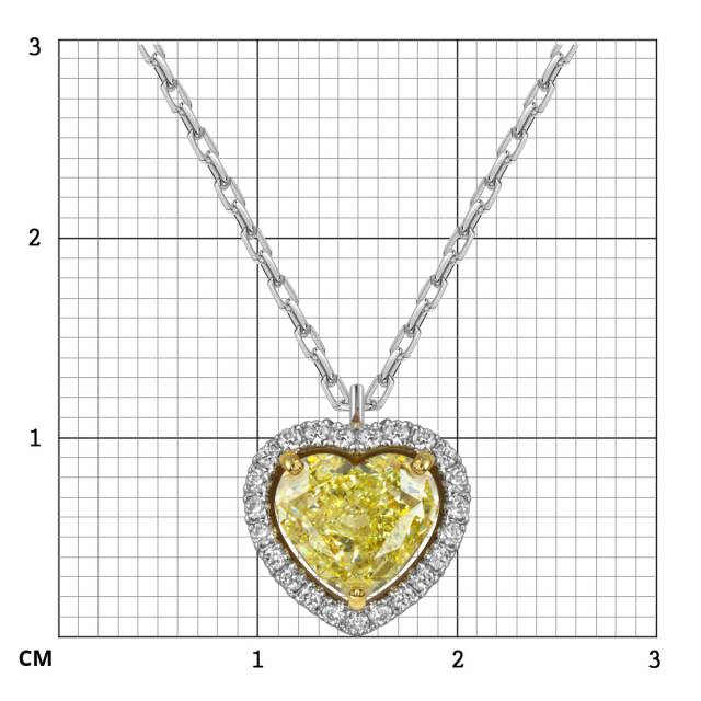 Колье из белого золота с бриллиантами "Сердце" (060511)