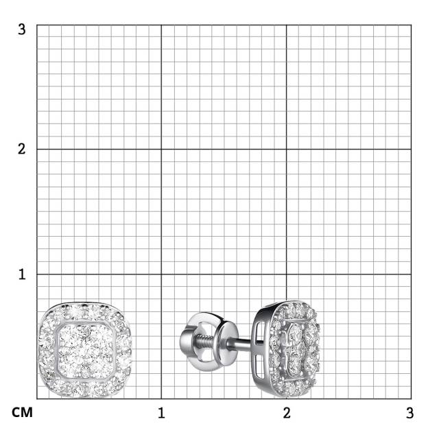 Серьги пусеты из белого золота с бриллиантами (060581)