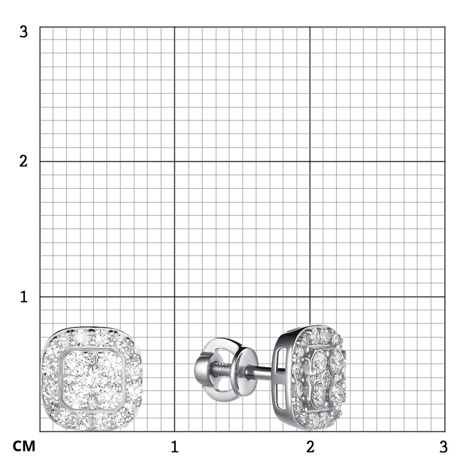 Серьги пусеты из белого золота с бриллиантами (060581)