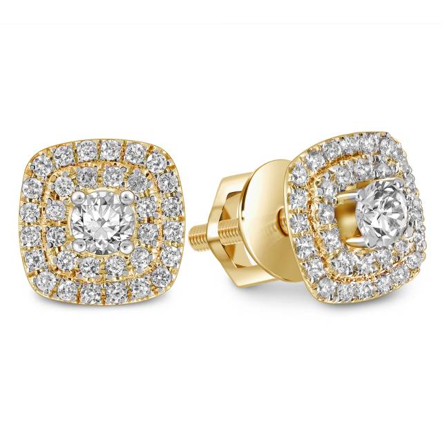 Серьги пусеты из жёлтого золота с бриллиантами (061645)