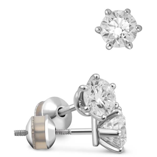 Серьги пусеты из белого золота с бриллиантами (035530)