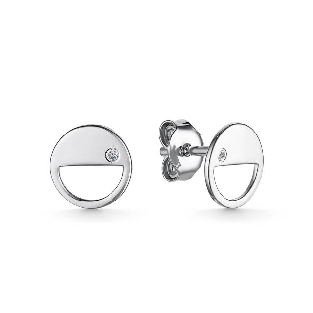 Серьги пусеты из белого золота с бриллиантами (060914)
