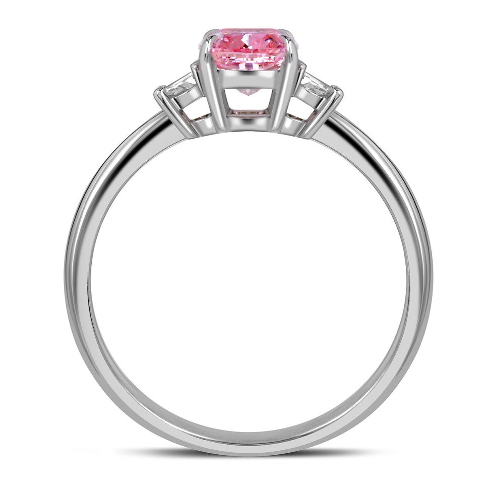 Помолвочное кольцо из белого золота с розовым бриллиантом (060206)