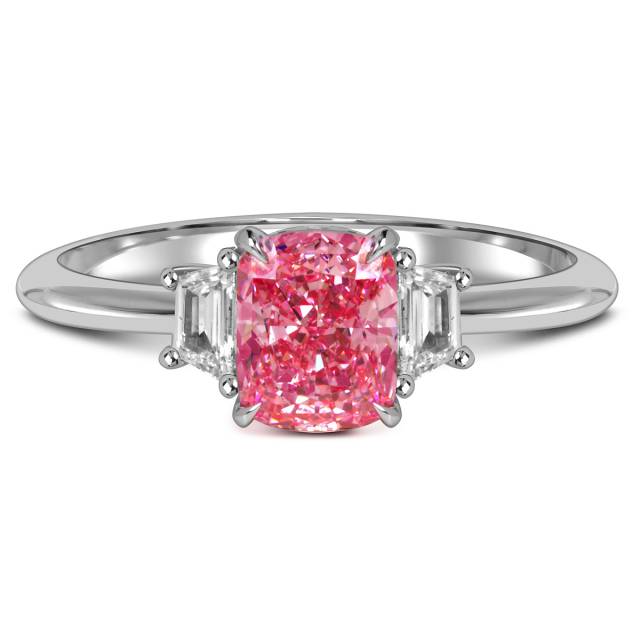 Помолвочное кольцо из белого золота с розовым бриллиантом (060206)