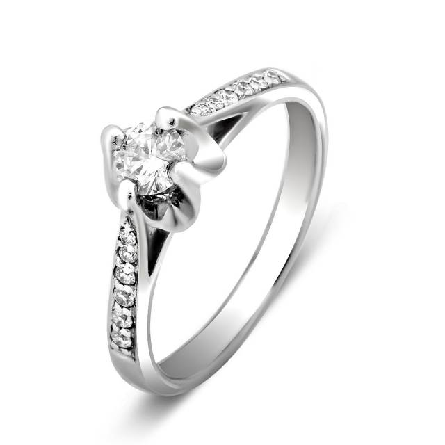 Помолвочное кольцо из белого золота с бриллиантами (016861)