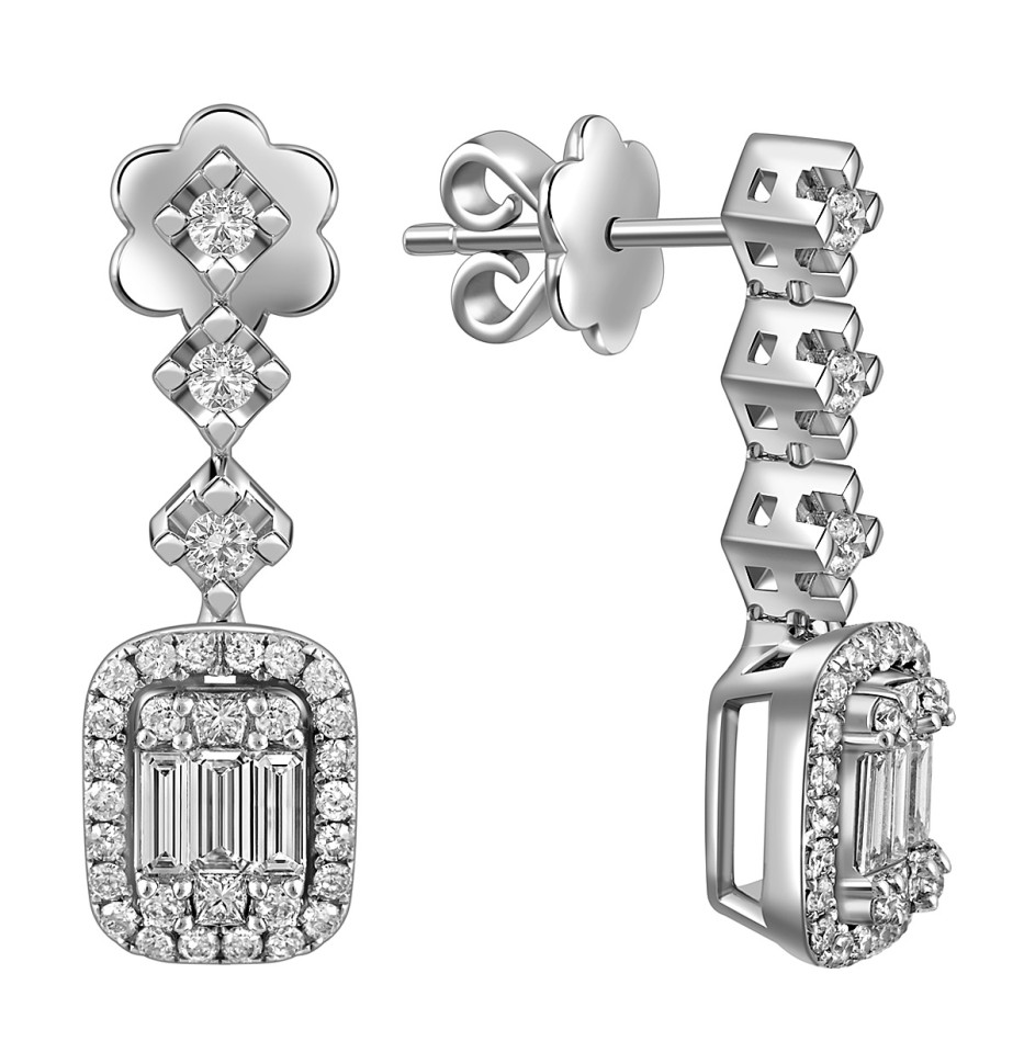 Серьги из белого золота с бриллиантами (054148)