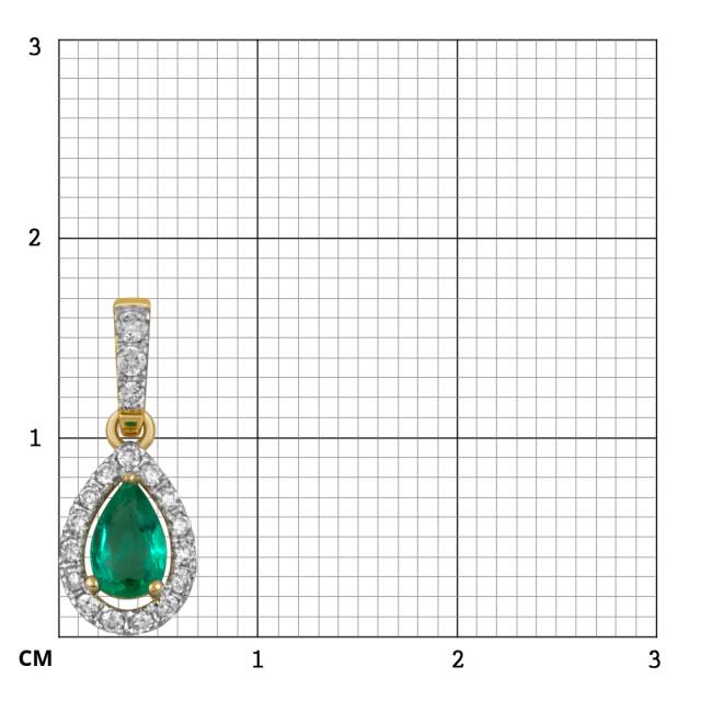 Кулон из жёлтого золота с бриллиантами и изумрудом (052432)