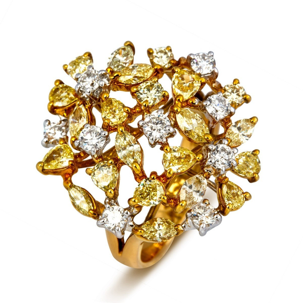 Кольцо из желтого золота с бриллиантами (003022)