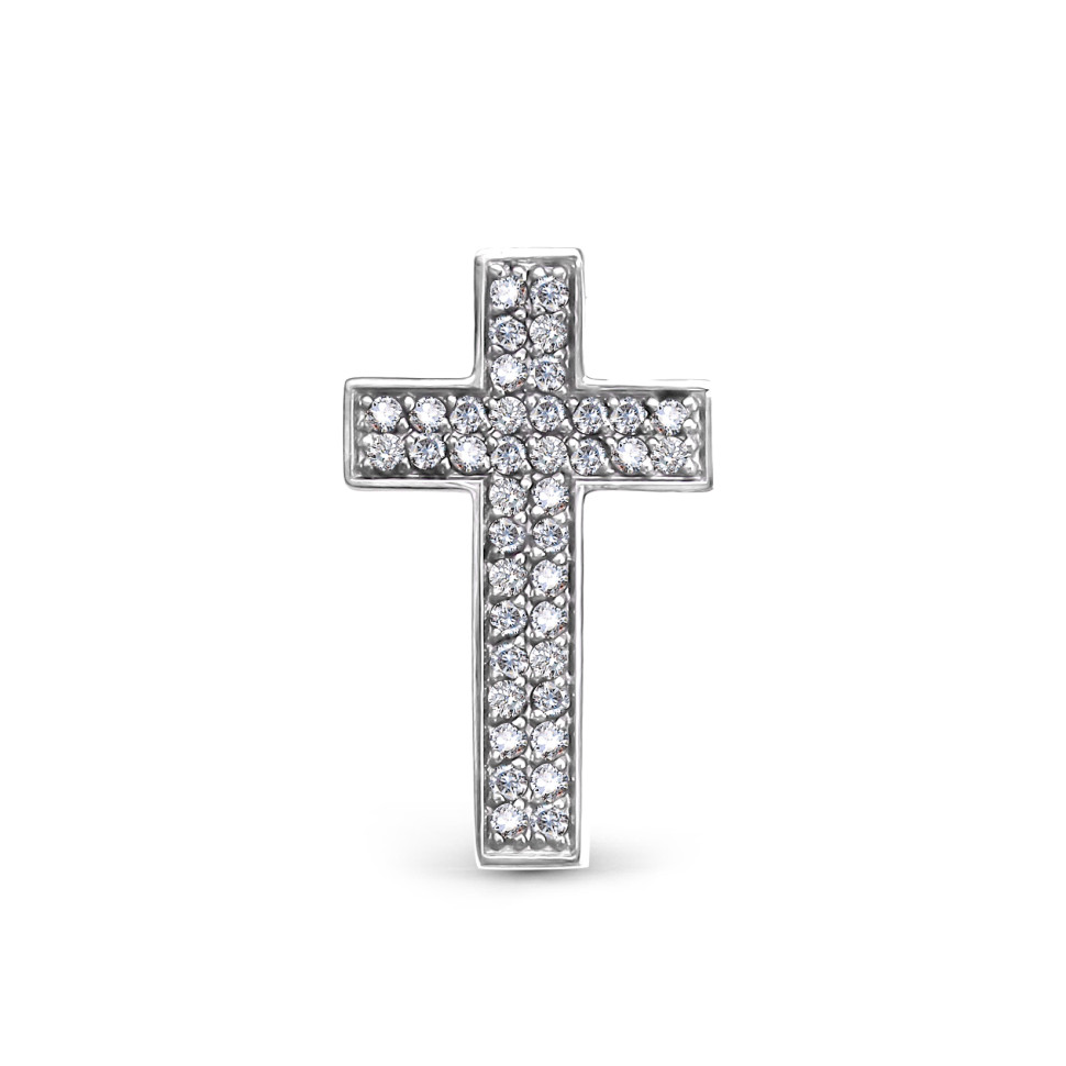 Кулон крест из платины с бриллиантами (058005)