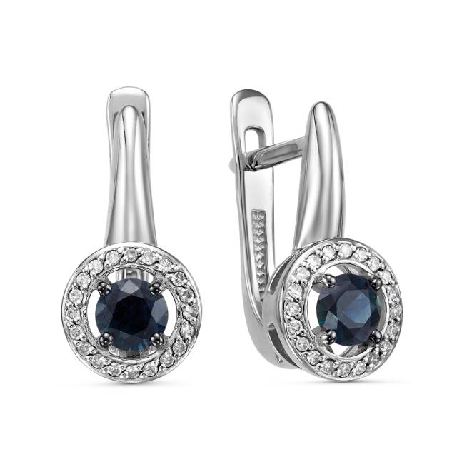 Серьги из белого золота с сапфирами и бриллиантами (060465)