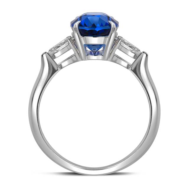 Кольцо из белого золота с бриллиантами и сапфиром (063444)