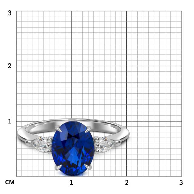 Кольцо из белого золота с бриллиантами и сапфиром (063444)