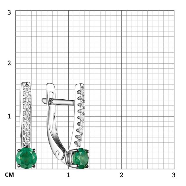 Серьги из белого золота с изумрудами и бриллиантами (060588)