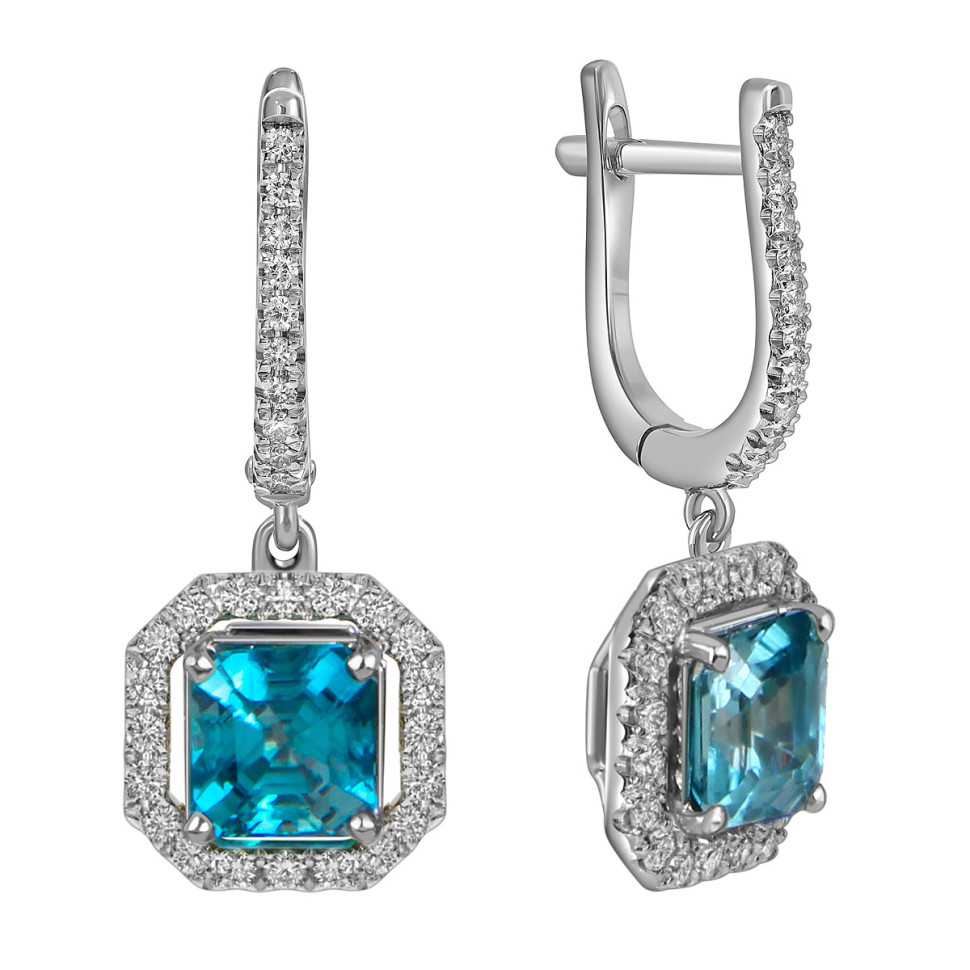 Серьги из белого золота с бриллиантами и старлитами (059193)