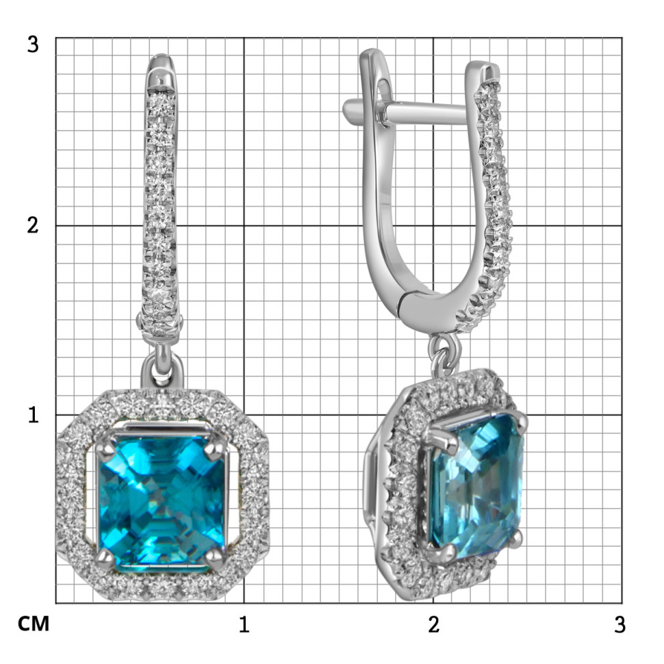 Серьги из белого золота с бриллиантами и старлитами (059193)