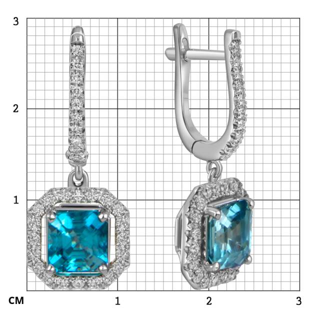 Серьги из белого золота с бриллиантами и старлитами (059193)