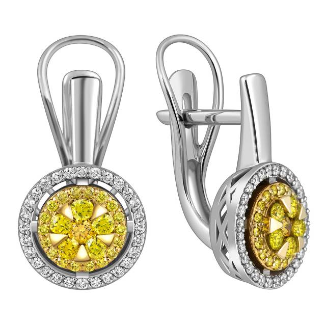 Серьги из белого золота с бриллиантами  (063016)