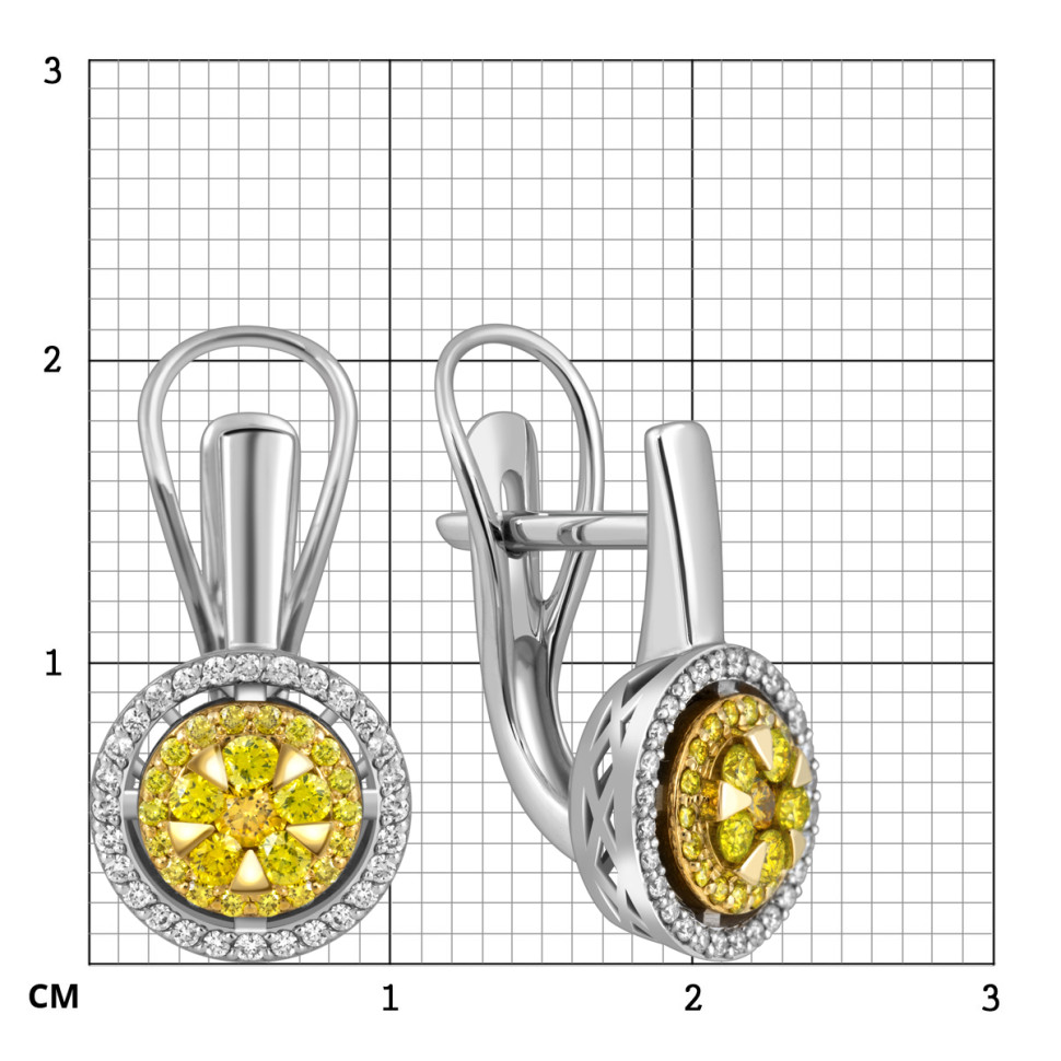 Серьги из белого золота с бриллиантами  (063016)