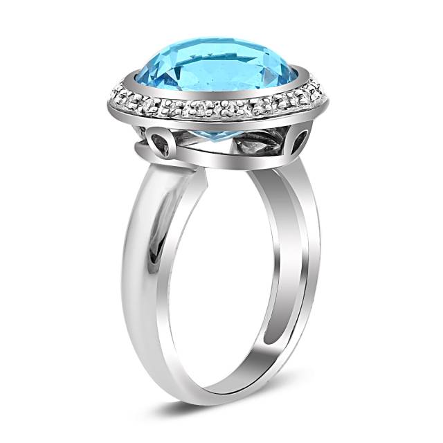 Кольцо из белого золота с бриллиантами и топазом (019900)