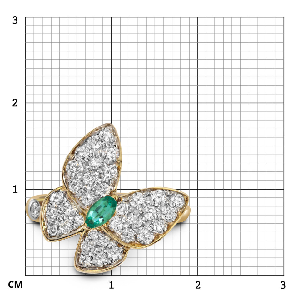 Кольцо из жёлтого золота с бриллиантами и изумрудом 