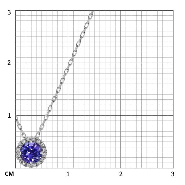 Колье из белого золота с бриллиантами и танзанитом (061632)