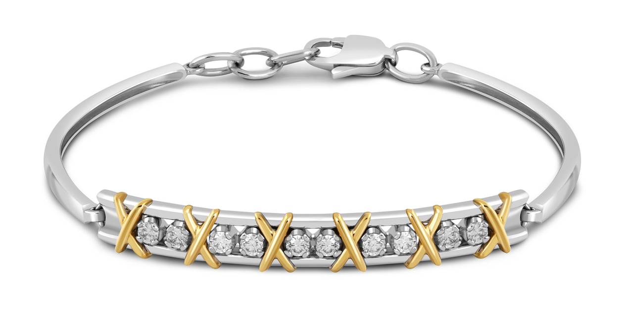 Браслет из комбинированного золота с бриллиантами (046447)