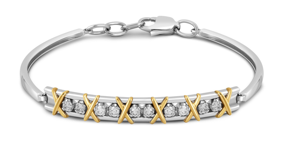 Браслет из комбинированного золота с бриллиантами (046447)